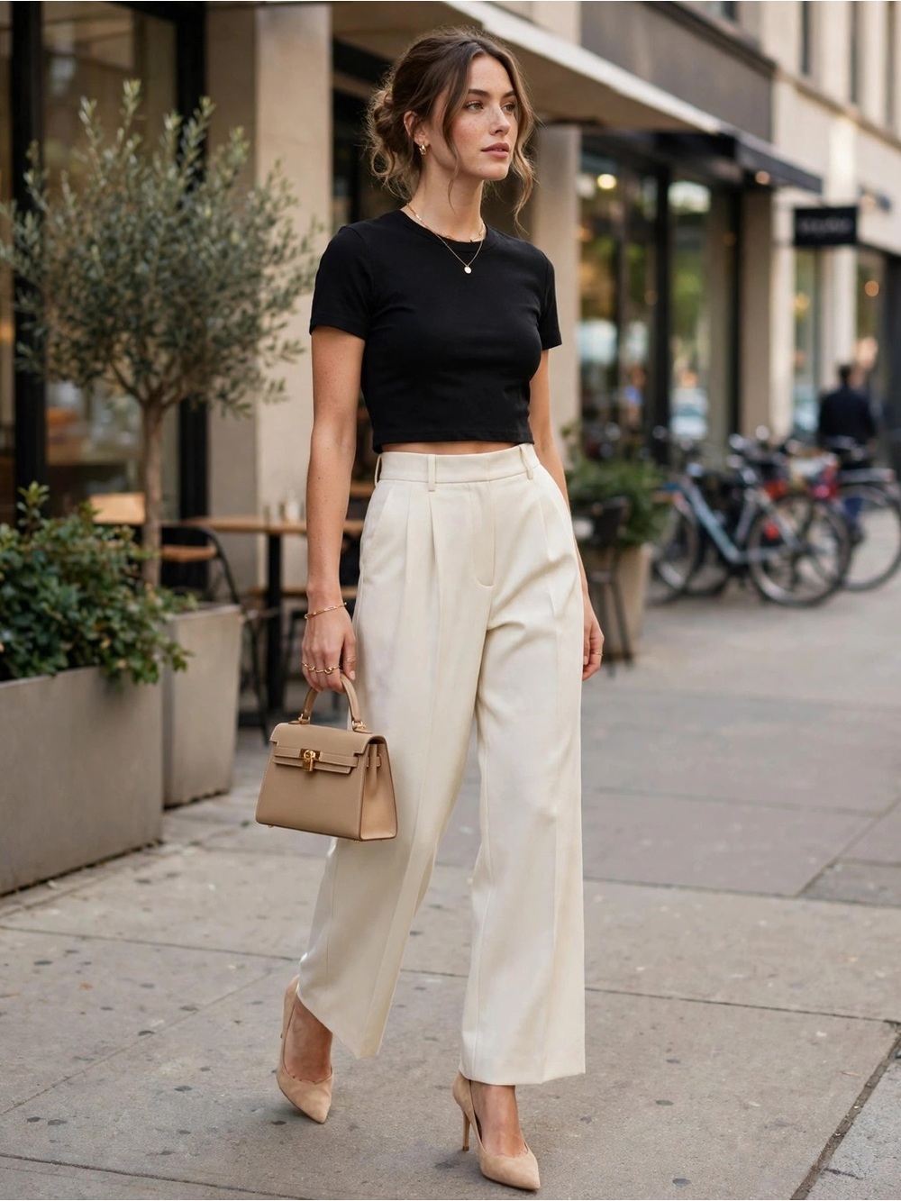 Zara Black Crewneck Crop Tee
